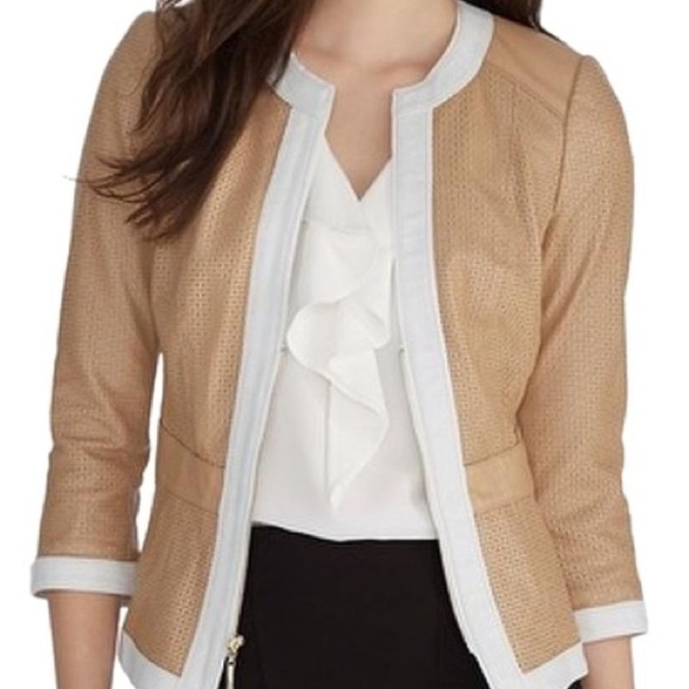 White House Black Market tan leather jacket XS